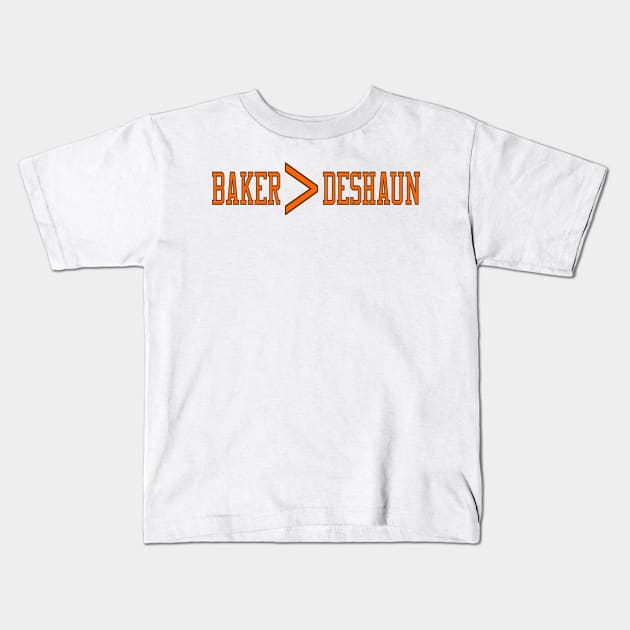 Baker Mayfield is greater than Deshaun Watson Kids T-Shirt by Retro Sports